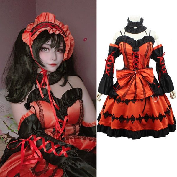 Tokisaki Kurumi DATE A LIVE Anime Cosplay Costumes Girl Lolita Wig Princess Dress Gothic Halloween Carnival Party Hair Nightmare