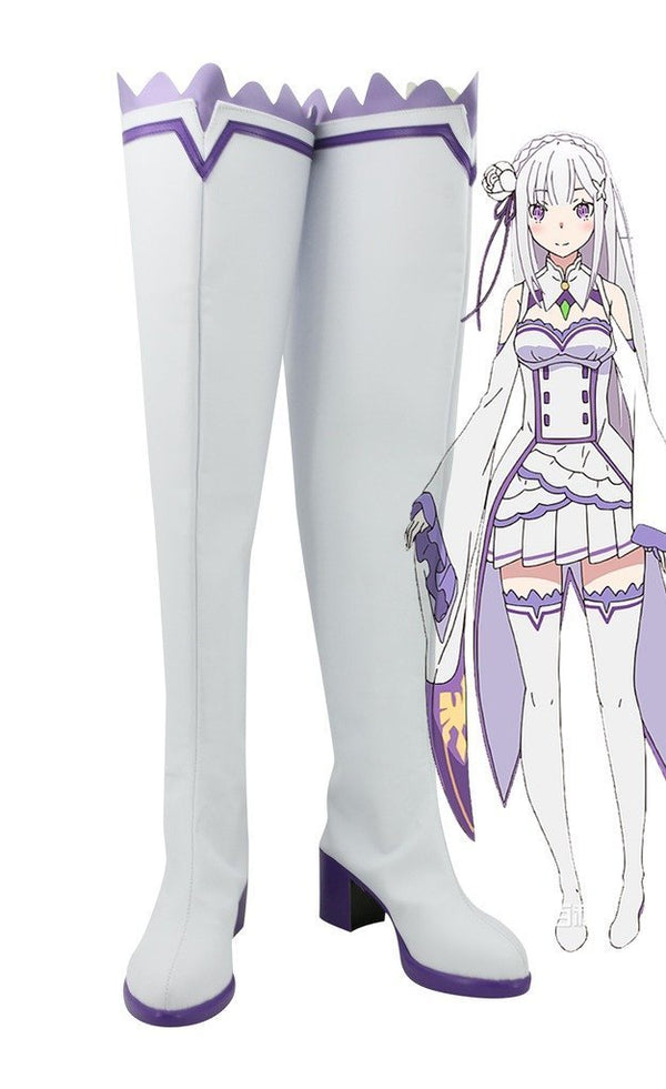 Re:Zero Life in a Different World from Zero Emilia Cosplay Shoes Boots Custom Made