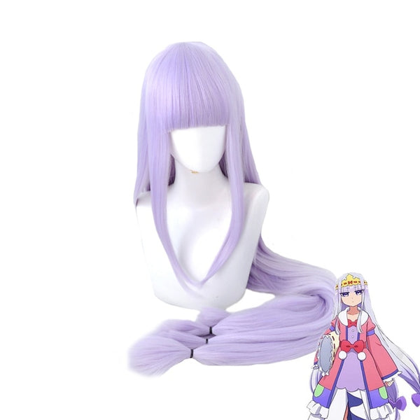 Anime Sleepy a Princess Cosplay Syalisis Wig 130CM Long Straight Light Gray Purple Hair Wigs