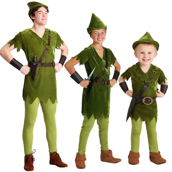 Halloween Party Cosplay Peter Pan Kostüm Kind Kinder Cartoon Film Kostüm Erwachsene Männer Mädchen Jungen Peter Pan Kostüm