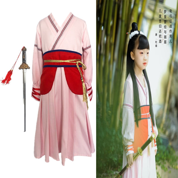 New movie Mulan Children's Halloween Costume Christmas Baby Girl Mulan Dress Children Traditional Chinese Mulan with Sword