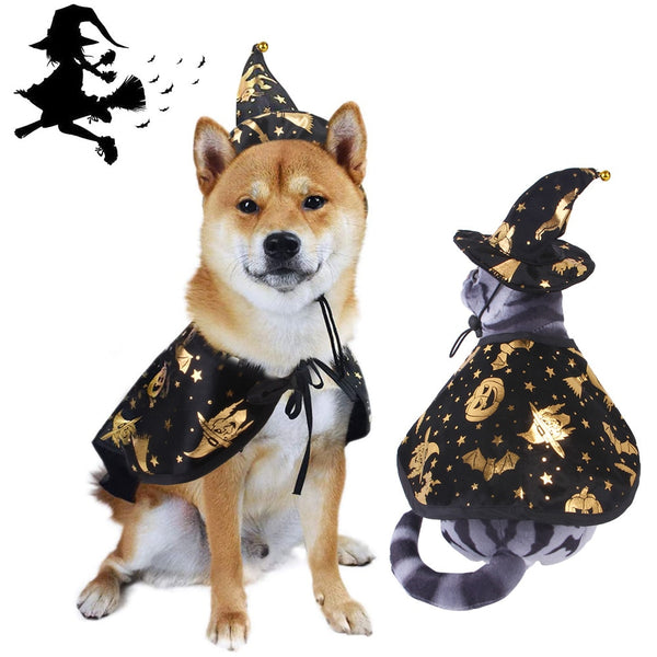 Pet Cat Halloween Costume Dogs Cosplay Pet Cape Cat Cloak With Witch Hat Creativity Fashion Christmas Party Witch Costume Suit