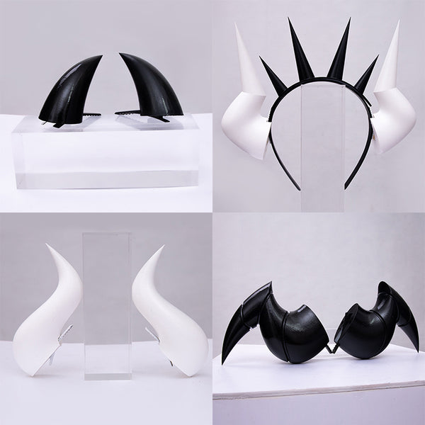 Game Helltakerer Luciferer Pandemonicaca Beezlebubub Cosplay Horns Crown Headband Head Clip Headwear Hairwear Cosplay Props Accessories
