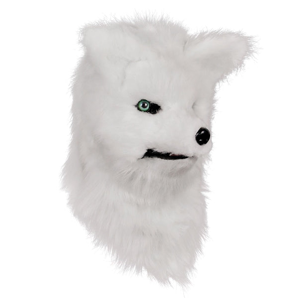 Moving Mask White Fox Realistic Fox Costume Movable Mouth  White Fox Head Halloween Masquerade For Party