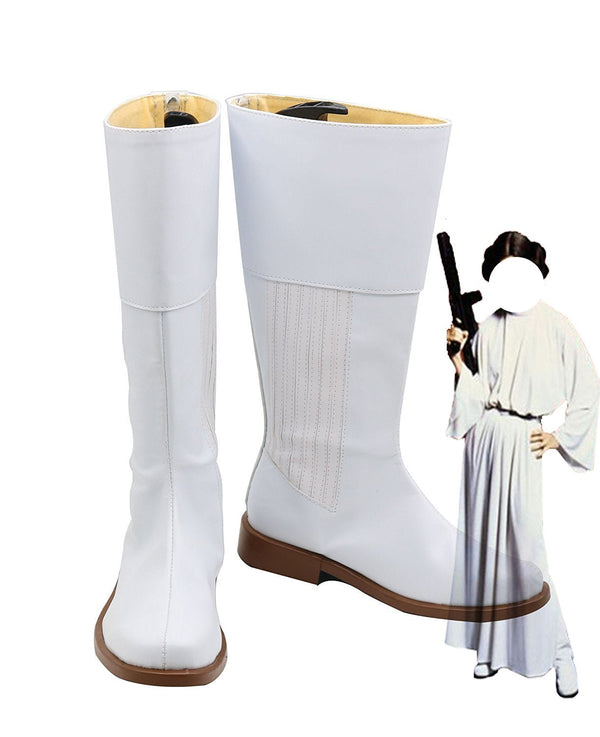 Princess Leiaia Cosplay Organana Solo Shoes White Boots Custom Made