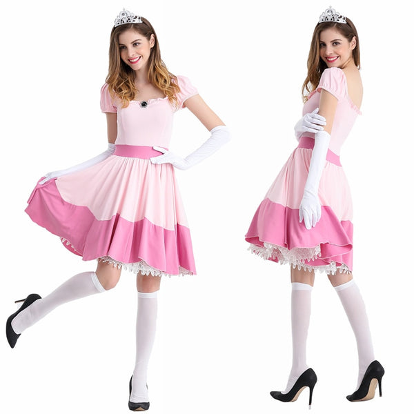 Halloween Cosplay Costume Mario Biqi Princess Fairy Tale Princess Role Playing Pink Princess Clothing Uniform Temptation