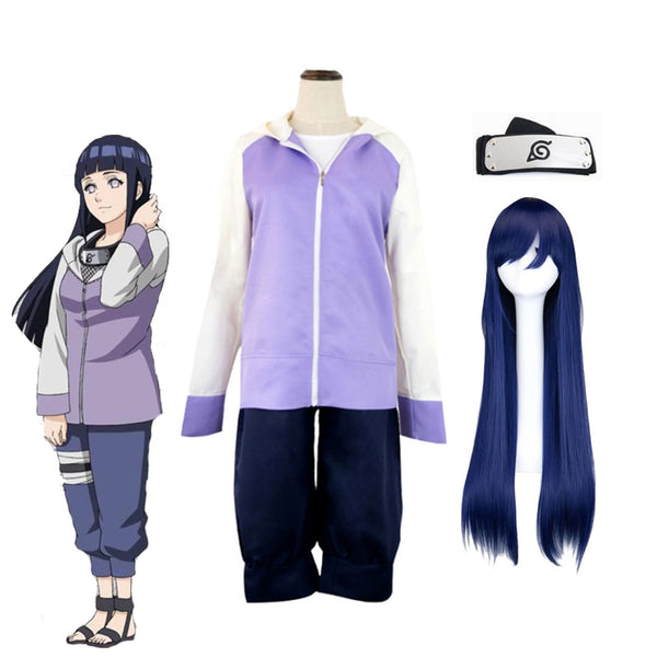 Anime clothes/Shippuden Generation Hyuga Hinata Cosplay Costumes Girl costume Jacket Pants Wig Accessories School uniform