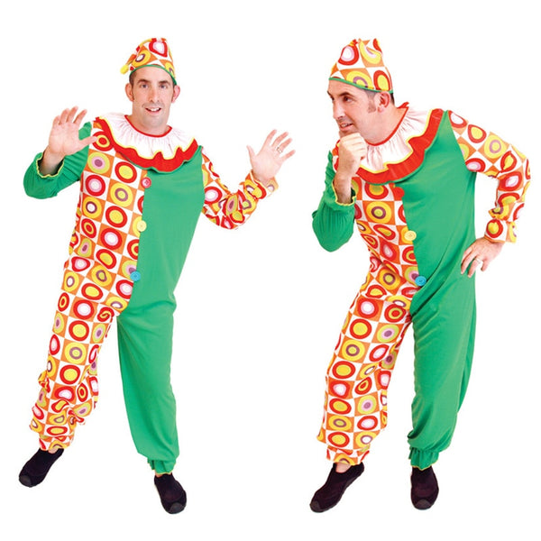 Halloween For Adult Men Clown Clothing Women Cosplay Costumes Birthday Party Joke Suits Carnival Role Play Dress No Wig