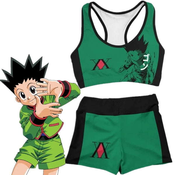 Anime X-Hunter Cosplay Costume GON Gym Sport Workout Running Short Bra Yoga Suit Tracksuit Fitness