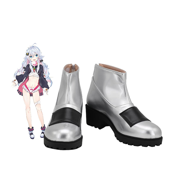 vtuberer Kagurara Nanana Cosplay Boots Silver Shoes Custom Made Any Size