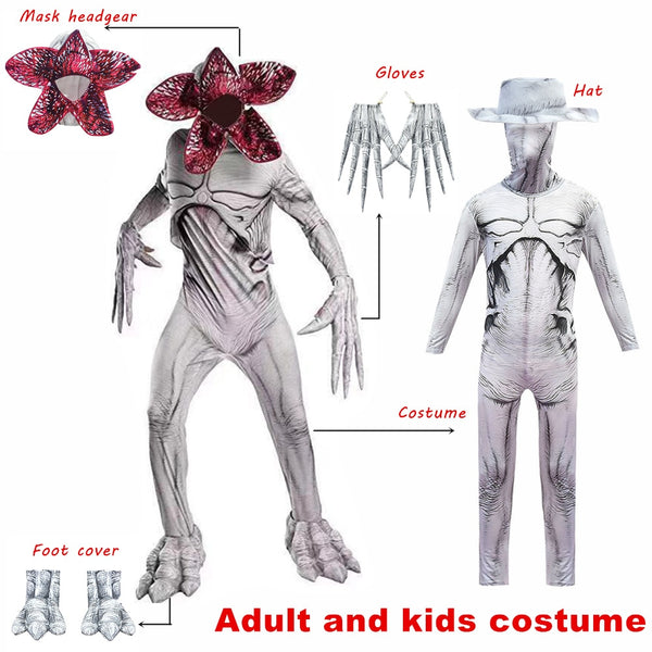 Fortress Cosplay Demogorgon skin Costume for Kids Halloween Stranger Things 3 Scary Carnival Party Creepy Zombie Zentai Bodysuit