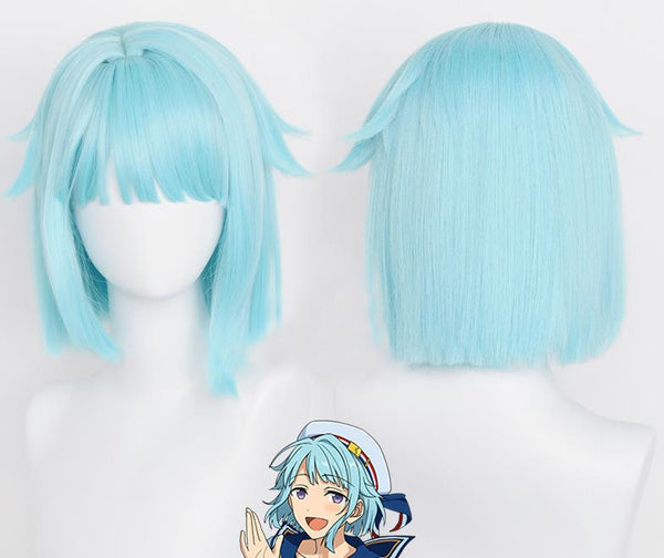 Game ES Ensemblele Stars Shinono Hajimeme Blue Short 40cm Cosplay Wig Heat Resistant Synthetic Hair Party Wigs + a wig cap