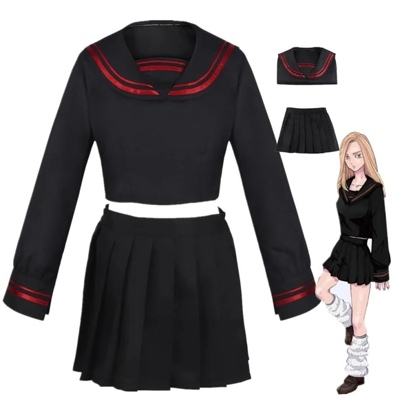 Tokyo cos Revengersrs Shibaba Yuzuhaha Sailor a School Uniform Skirt Outfits Cosplay Costume Pu&#39;er Festival Christmas Halloween Dress Gifts