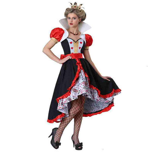 Adult Woman Flirty Queen of Hearts Alice In Wonderland Storybook And Fairytale Clothing Carnival Party Halloween Cosplay Costume