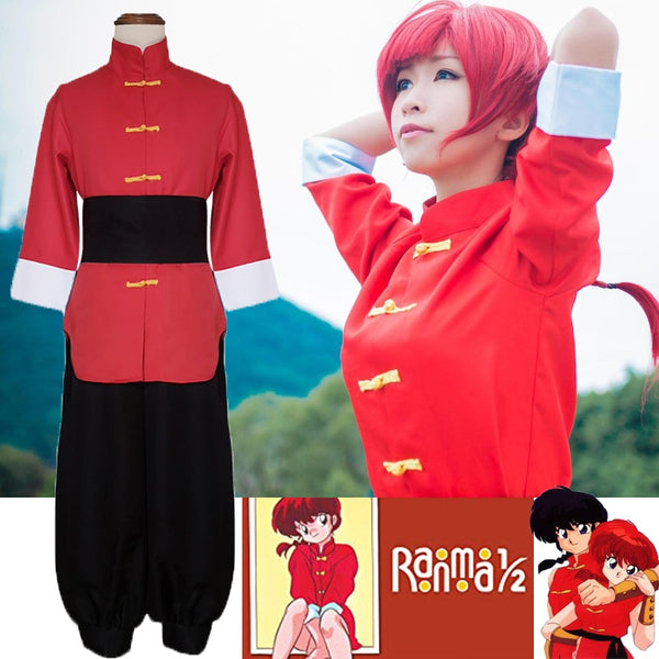 Anime Ranma 1/2 Tendou Akane Cosplay Kostüm Japanischer Anime Herren Damen Chinesisches Outfit Kostüm mit Perücken Uniformanzügen