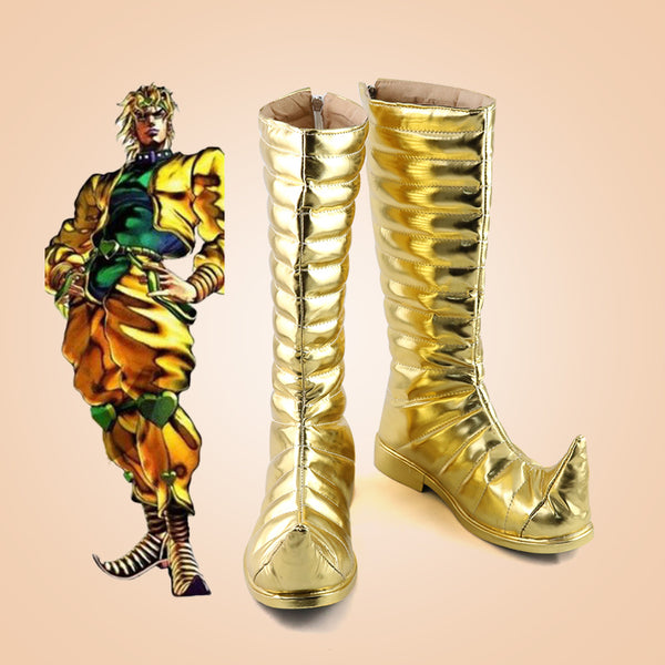 Anime Bizarre Adventure Dio cos Brando Cosplay Boots Shoes Custom Made Anime Dio Long and short gold shoes Halloween costumes Gifts