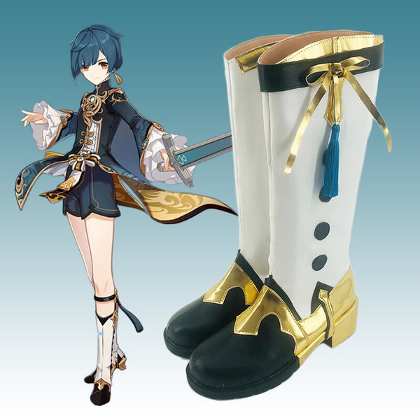 Game Genshing and Impacts Xingqius Shoes Cosplay Halloween Costume Accessories Women Men White Fancy Boots Custom-made cosplay earrings