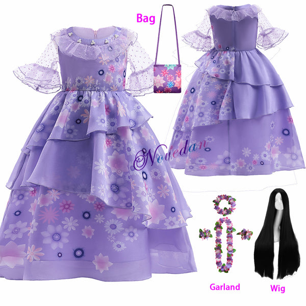 Flower Girls Isabella Dress Mirabel Charm Cosplay Princess Costume Children Fancy Dress Carnival Party Supply Kids Gift