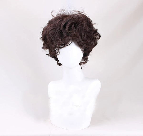 Frododo Bagginsns Cosplay Wig Brown Short Curly Heat Resistant Synthetic Hair Role Play Wigs + Wig Cap