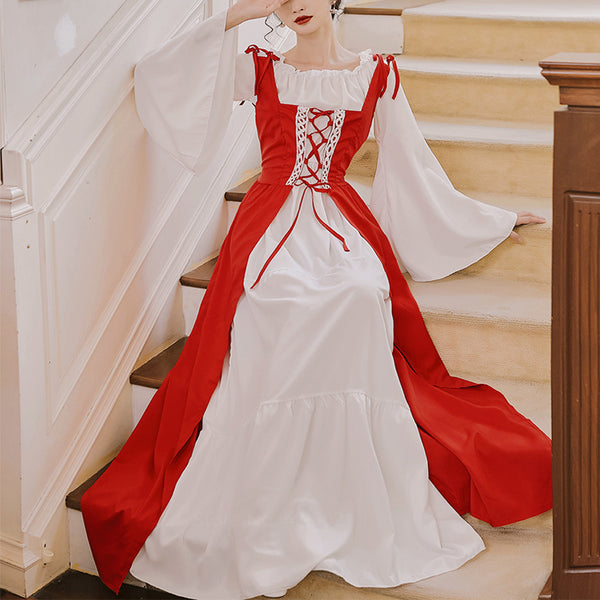 Adult Halloween Medieval Renaissance Queen Costume Retro Women Maiden Cosplay Dress Halloween IrishCostume Over Dress Luxurious