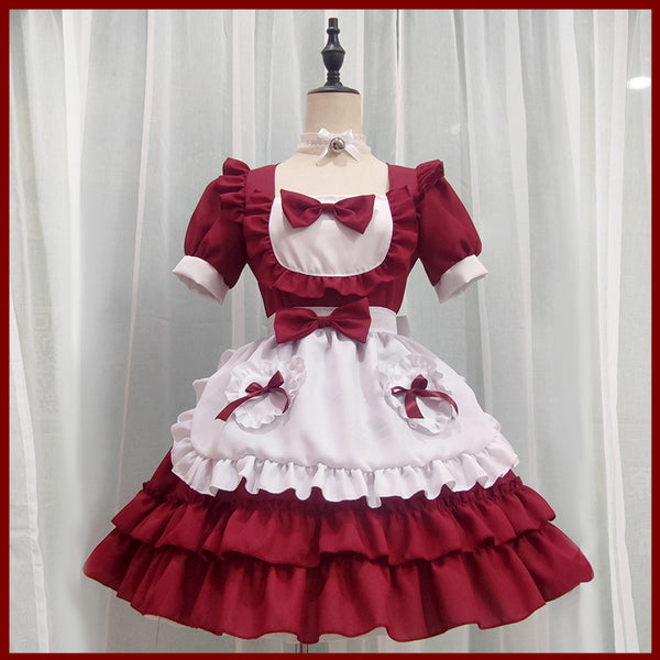 Mädchen Sweet Lolita Kleid Frauen Anime Cosplay Kostüm Anzug Mädchen Weibliche Maid Kostüme Japanischen Stil Kurzarm Gothic Kleider