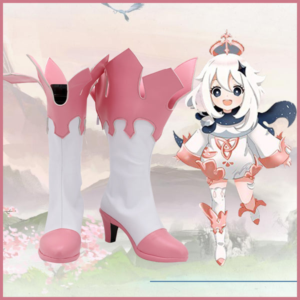 Genshing and Impacts Paimonon Cosplay Boots High Heel Shoes Halloween Cosplay Prop Custom Made