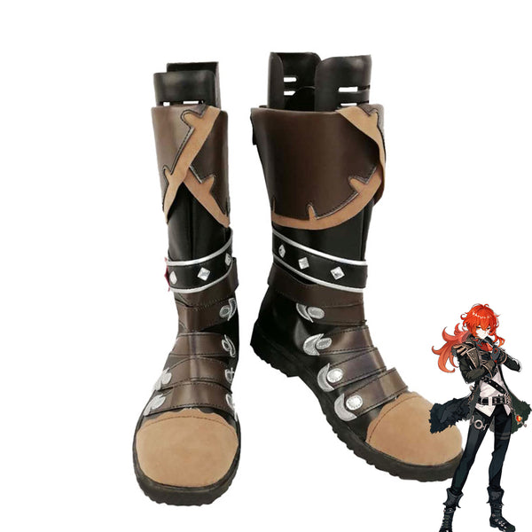 Genshing and Impacts Dilucuc Shoes Cosplay Men Boots