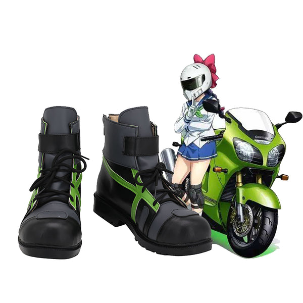 Ridingirlsls Anime Raimumu Kawasakiki Cosplay Boots Grey Leather Shoes Custom Made Any Size