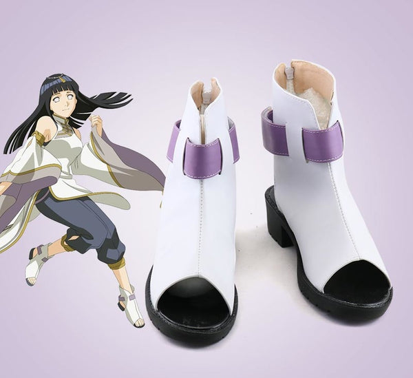 Hyuga Hinata Cosplay beschuht weiße ausgefallene Sandale nach Maß Schuhe