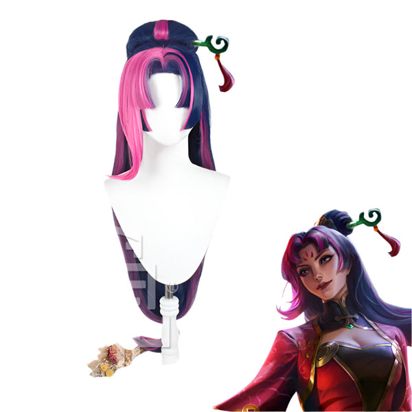 New LOLs Scornrn of the Moon and Diana Cosplay Wig Heat Resistant Synthetic Halloween Free Wig Cap Adult