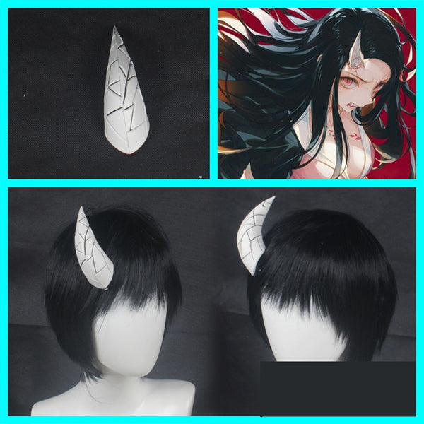 Demon Slayer Kimetsu no Yaiba Nezuko Kamado Demon Transformation Horns Head Clip Headwear Hairwear Cosplay Requisiten Zubehör