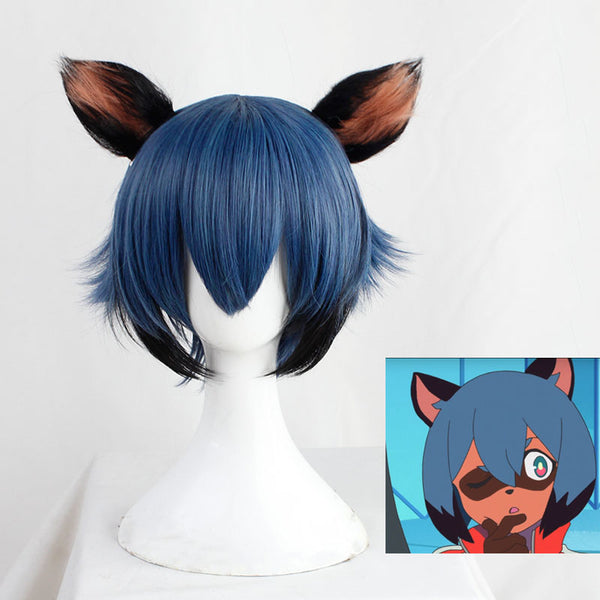 BNAna BRAND NEW ANIMAL Kagemoriri Michiruru Cosplay Wig Blue Short Hair Synthetic Wig with Ears Hair Wigs Halloween Role Play