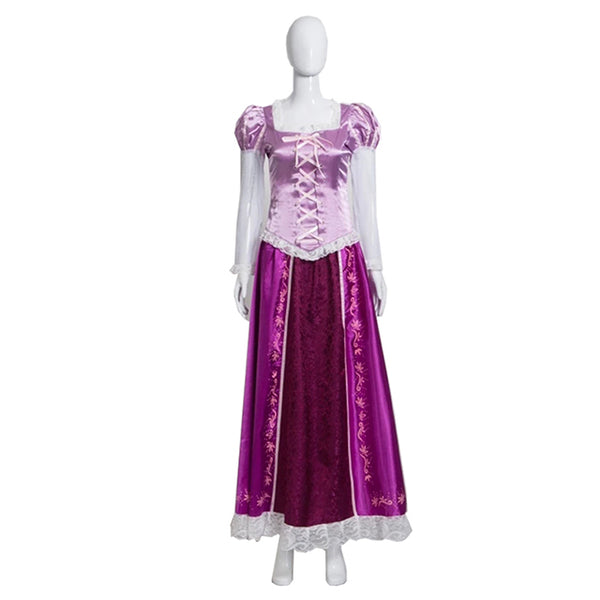 Movie Princess Rapunzelel Cosplay Costume Halloween Costume Fancy Dress Purple Lace Up Ball Gown Christmas Party Adult Girls Women