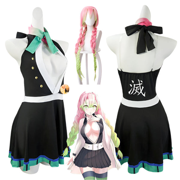 Swimming Suit Demon cos Slayerer Kanrojiji Mitsuriri  Anime Cosplay Costume Wig Swimwear Summer Kimetsusu Yaibaba Sexy Bikini Girls Women