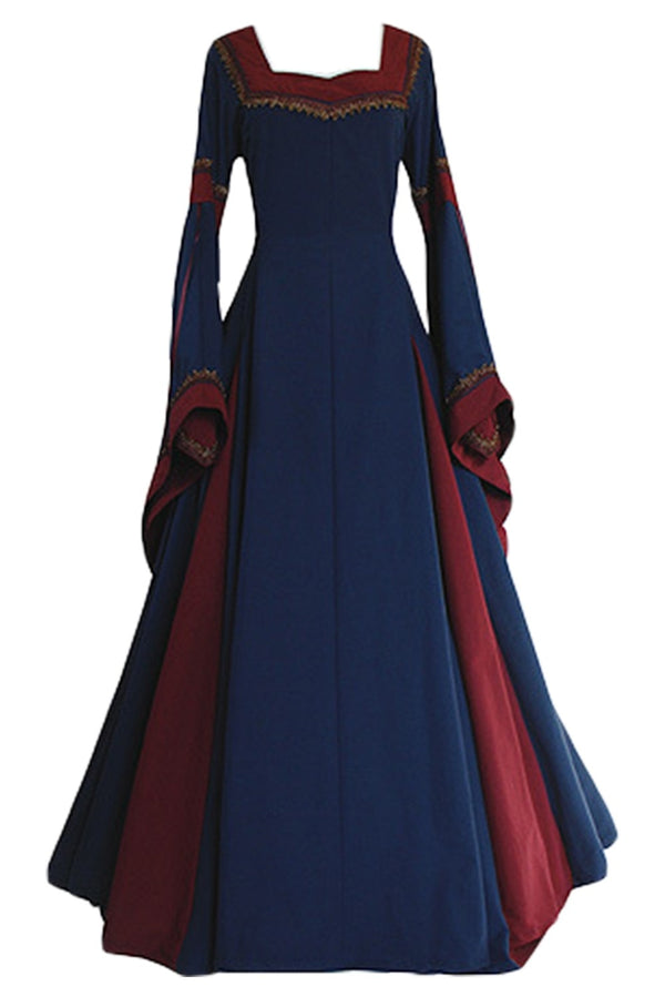 Collar long-sleeved horn sleeve long dress medieval dress women Renaissance Medieval Dress