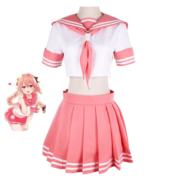 Fate Grandnd Order Fates Apocryphaha Riderer Astolfofo Cosplay JK School Uniform Sailor Suit Women Fancy Outfit Anime Halloween Costume