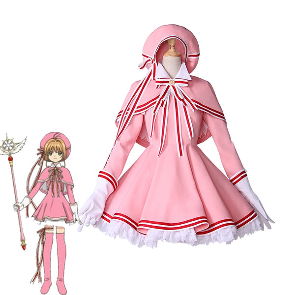 Card Captoror Sakura KINOMOTOto Cosplay Costume Halloween Carnival Cute Dresses Custom Made