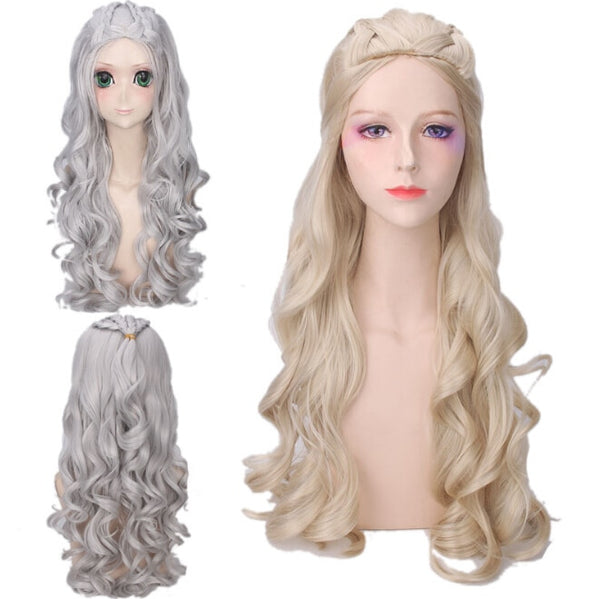 Hot Movie Daenerys Targaryen Cosplay Wig Halloween Play Wig Party Stage Long Hair 2 Color