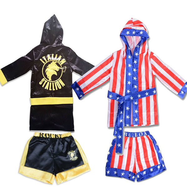 Children Halloween Boys Girls Rocky Balboa Costumes Movies Apollo Cosplays for Children's Party Carnival Performance Shirts